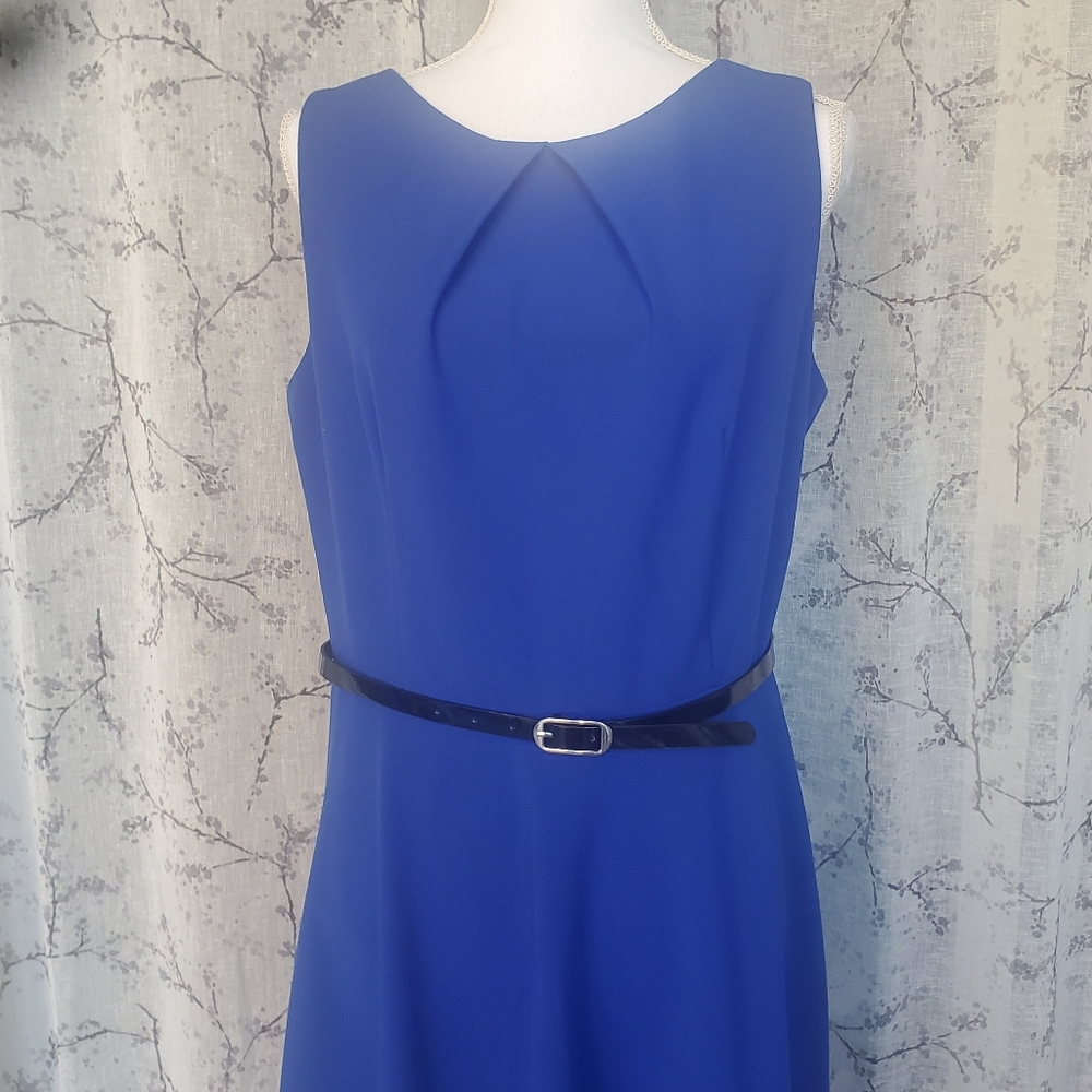 AB Studio Blue Dress with Black Belt